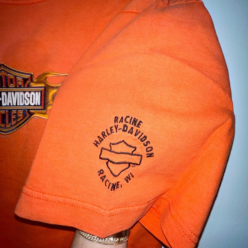 Authentic Harley-Davidson Orange Tee RACINE, WI - Picture 3 of 3